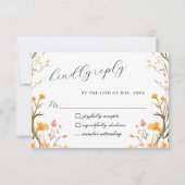 Rustieke Neutrale Boho Floral Wildflower Wedding RSVP Kaartje (Voorkant)