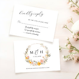 Rustieke Neutrale Boho Floral Wildflower Wedding RSVP Kaartje