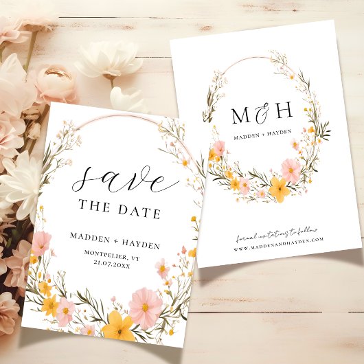 Rustieke Neutrale Boho Floral Wildflower Wedding Save The Date