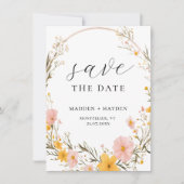 Rustieke Neutrale Boho Floral Wildflower Wedding Save The Date (Voorkant)