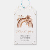 Rustieke Neutrale Boho Waterverf Regenboog Baby Sh Cadeaulabel (Voorkant)