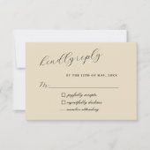 Rustieke Neutrale Boho Wildflower Krans Wood Look RSVP Kaartje (Voorkant)