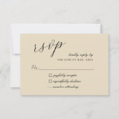 Rustieke Neutrale Boho Wildflower Krans Wood Look RSVP Kaartje (Voorkant)