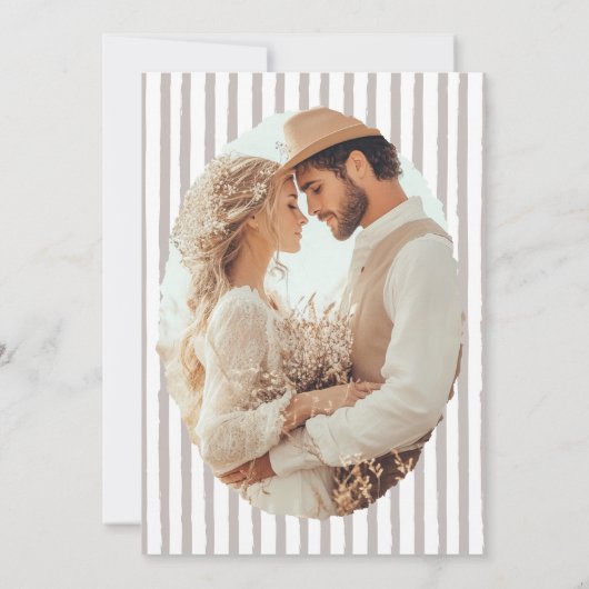 Rustieke neutrale bruiloft save the date (Achterkant)