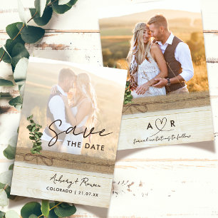 Rustieke Neutrale Burlap Hout Eucalyptus Boho Foto Save The Date
