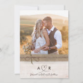 Rustieke Neutrale Burlap Wood Wildflower Boho Foto Save The Date (Achterkant)