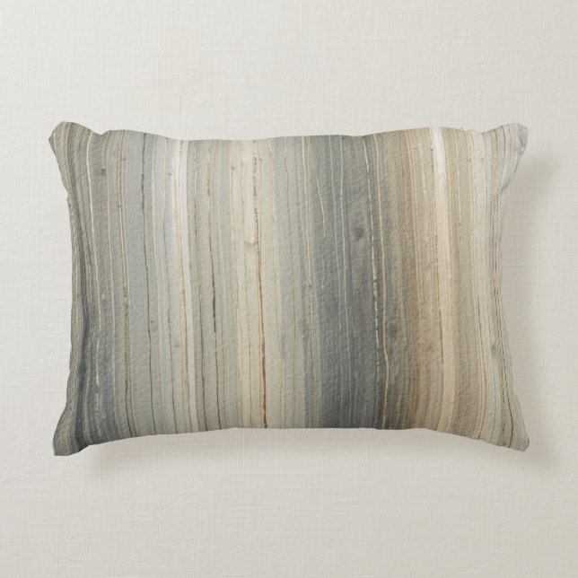 Rustieke neutrale grijsbruine abstracte streep accent kussen (Voorkant)
