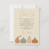 Rustieke Neutrale Herfst Pompoen Dank u Baby showe Bedankkaart (Voorkant)