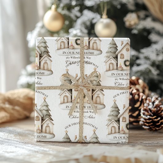Rustieke neutrale kerst cadeaupapier