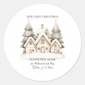 Rustieke neutrale kerst ronde sticker (Voorkant)