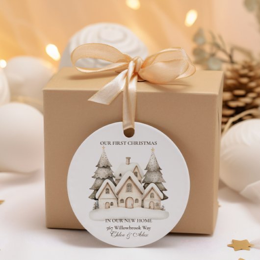 Rustieke neutrale kerst ronde sticker