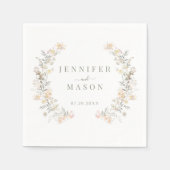 Rustieke Neutrale Kleur Meadow Bloem Krans Bruilof Servet (Voorkant)