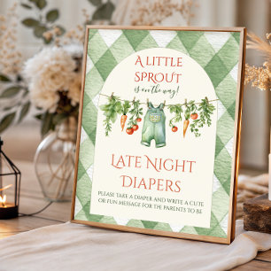 Rustieke Neutrale Spruit Baby Shower Luier Plezier Poster