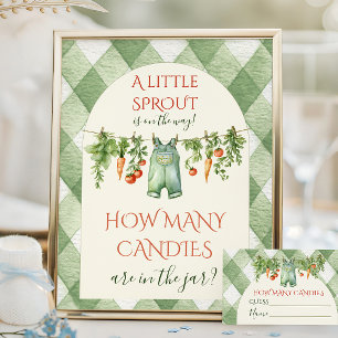 Rustieke Neutrale Spruit Baby Shower Snoepjes Spel Poster