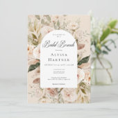 Rustieke Neutrale Tan Cream Bloemenboog Bruidsbrun Kaart (Staand voorkant)