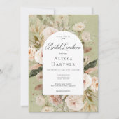 Rustieke Neutrale Tan Groene Bloemenboog Bruidslun Kaart (Voorkant)