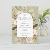 Rustieke Neutrale Tan Groene Bloemenboog Bruidslun Kaart (Staand voorkant)