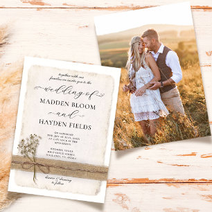 Rustieke Neutrale Twine Burlap Eco Boho Fotobruilo Kaart