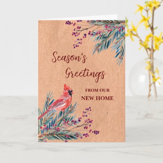 Rustieke Nieuwe Huis Kerst Kaart (Gele Bloem)