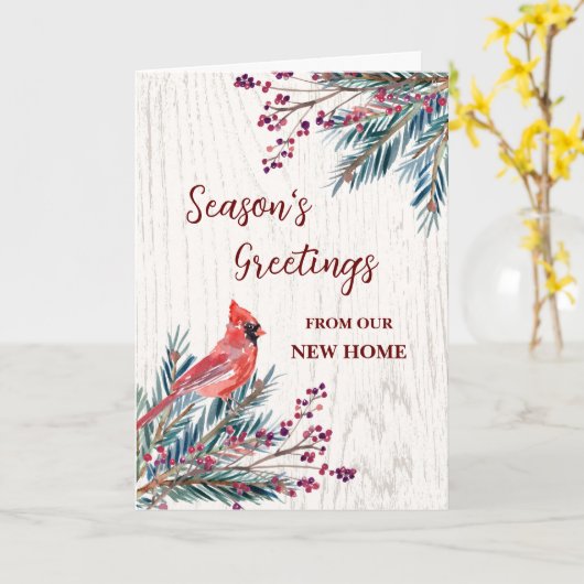 Rustieke Nieuwe Huis Kerst Kaart (Gele Bloem)