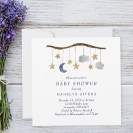 Rustieke Night Sky Mobile Baby shower Kaart