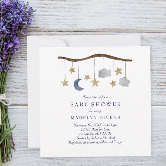 Rustieke Night Sky Mobile Baby shower Kaart