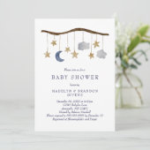 Rustieke Night Sky Moon en Stars Mobile Baby showe Kaart (Staand voorkant)
