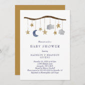 Rustieke Night Sky Moon en Stars Mobile Baby showe Kaart (Voorkant / Achterkant)