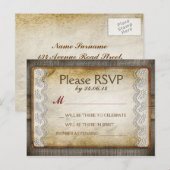 Rustieke noodlijdende bruiloft RSVP-postkaarten Uitnodiging Briefkaart (Voorkant / Achterkant)