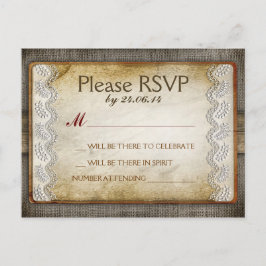 Rustieke noodlijdende bruiloft RSVP-postkaarten Uitnodiging Briefkaart