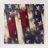 Rustieke Noodlijdende USA Vlag Rood Wit Blauw Legpuzzel (Horizontaal)