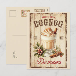 Rustieke Noordpool Eggnog Hout achtergrond Feestdagenkaart