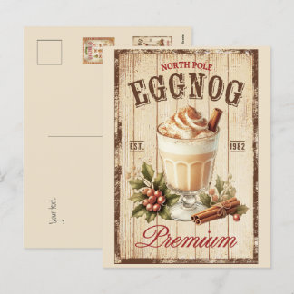 Rustieke Noordpool Eggnog Hout achtergrond Feestdagenkaart