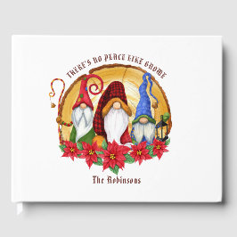 Rustieke Noordse geruite Kerstmannen-kabouters Gastenboek