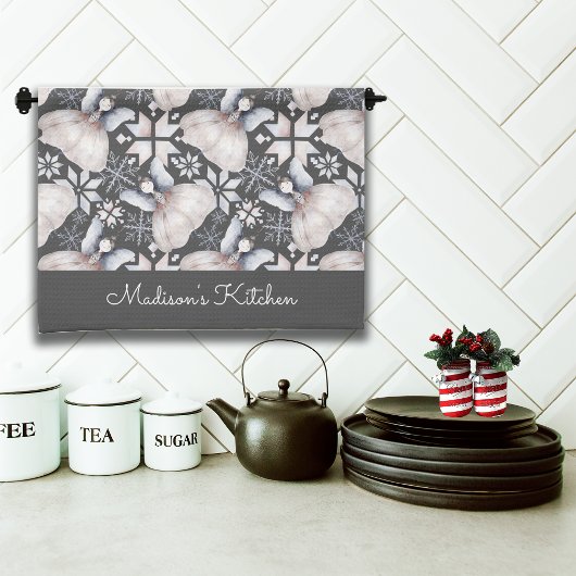 Rustieke Nordic Fairies Folk Art Aangepaste naam Theedoek