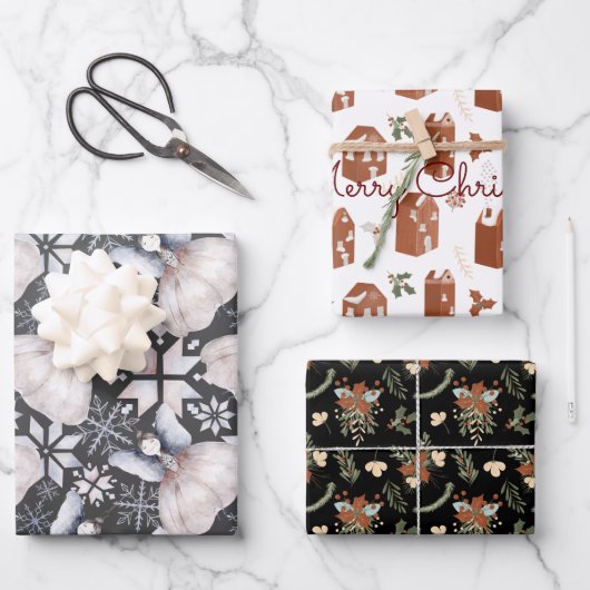 Rustieke Nordic feeën dennenhuizen volkskunst Inpakpapier Vel (Voorkant)