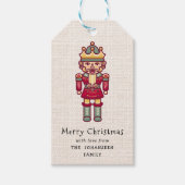 Rustieke Notenkraker Nep Boerenbont Prettig Kerstf Cadeaulabel (Voorkant)