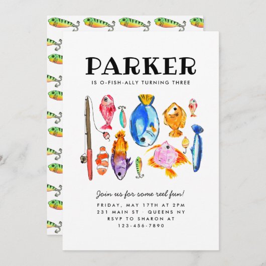 Rustieke O-Fish-al Reel Fun Fish Viste Verjaardag Kaart (Voorkant / Achterkant)