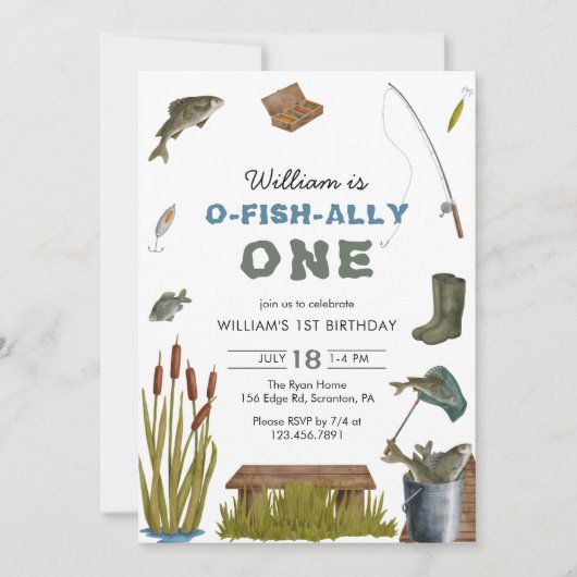 Rustieke O-Fish-Ally One Vist eerste verjaardag Kaart (Voorkant)