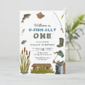 Rustieke O-Fish-Ally One Vist eerste verjaardag Kaart (Staand voorkant)