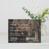 Rustieke Oak Tree Picket Fence Huwelijksuitnodigin Kaart (Staand voorkant)