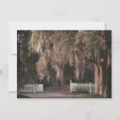 Rustieke Oak Tree Picket Fence Huwelijksuitnodigin Kaart (Achterkant)