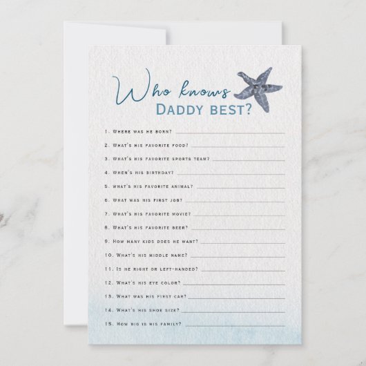 Rustieke oceaan die kent papa Baby shower spel Kaa Kaart (Voorkant)