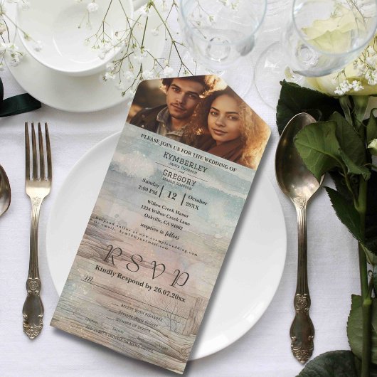 Rustieke Ocean Beach Abstract Landschap Minimalist All In One Uitnodiging