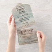 Rustieke Ocean Beach Abstract Landschap Minimalist All In One Uitnodiging (Afscheurbaar)