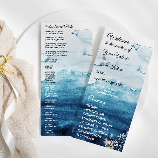 Rustieke Ocean Bridal Party Flat Programma Programmakaart