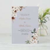 Rustieke Off White Bloemen Boho Cloud Grijs Bruilo Kaart (Staand voorkant)