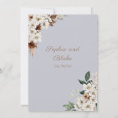 Rustieke Off White Bloemen Boho Cloud Grijs Bruilo Kaart (Achterkant)