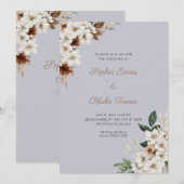 Rustieke Off White Bloemen Boho Cloud Grijs Bruilo Kaart (Voorkant / Achterkant)