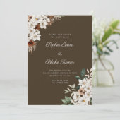 Rustieke Off White Bloemen Boho Hout Bruiloft Kaart (Staand voorkant)
